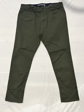 Stone Falcon Slim Fit Chino Pants Mens 34x30 Green Flat Front 5 Pocket